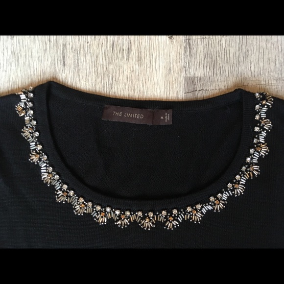 NWOT Limited Beautiful Jeweled Neckline Sweater - Picture 3 of 8